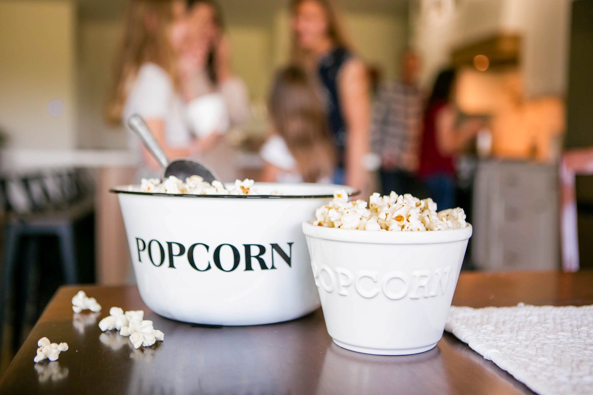 Bowls of freshly popped Free Day Popcorn